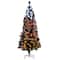 6ft. Fiber Optic Candy Corn Color Lights Black Artificial Halloween Tree